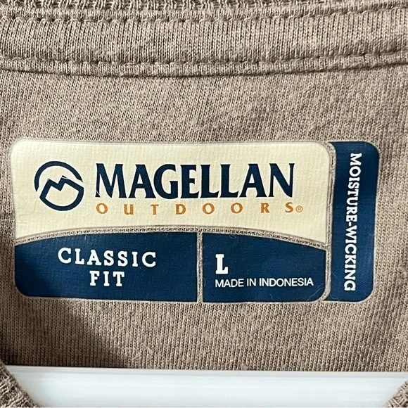 Magellan Outdoors Brown Waffle knit Thermal Crewneck Long Sleeve Tee Size L - Picture 4 of 6